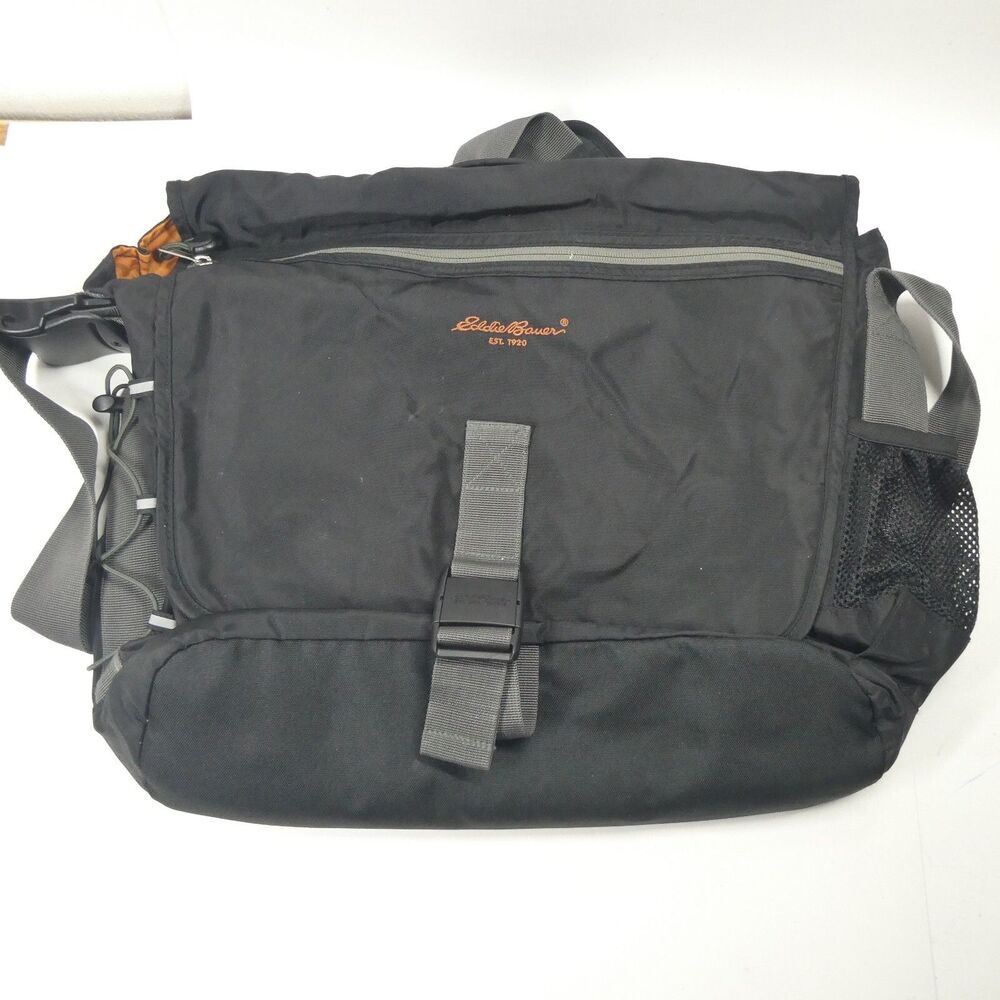Eddie Bauer Messenger Laptop Bag Black Orange